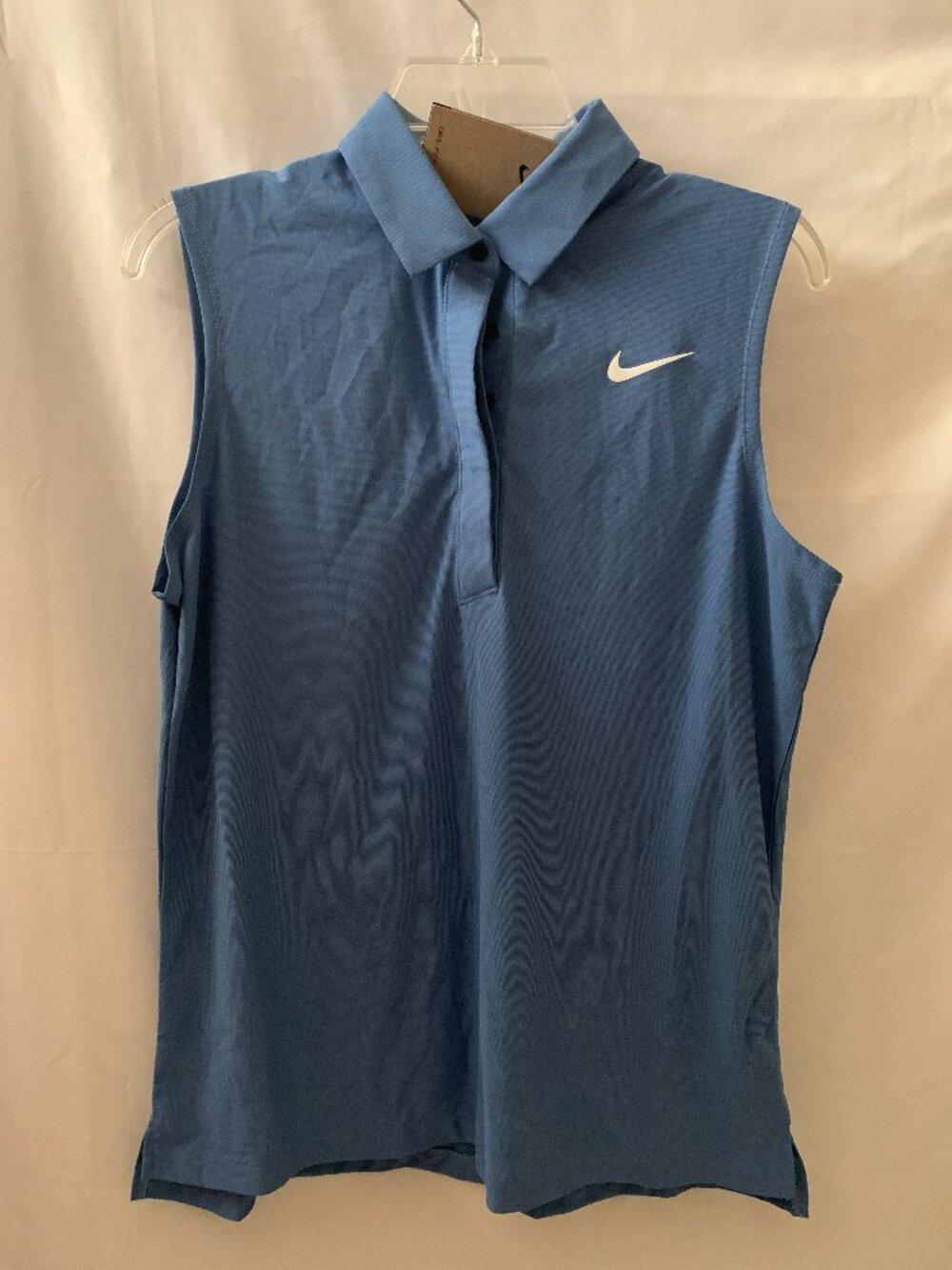 NIKE Dri-FIT ADV Tour Sleeveless Golf Polo Tank Top in Light Blue SZ LARGE